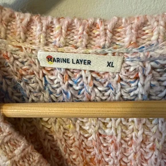 Marine Layer Quinn Crewneck Oversized Sweater Pastel Rainbow XL - Picture 5 of 9